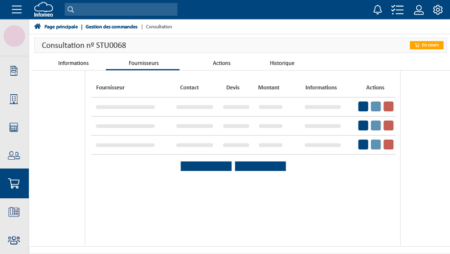 Comparaison de plusieurs fournisseurs dans le gestionnaire d'achats de Infomeo