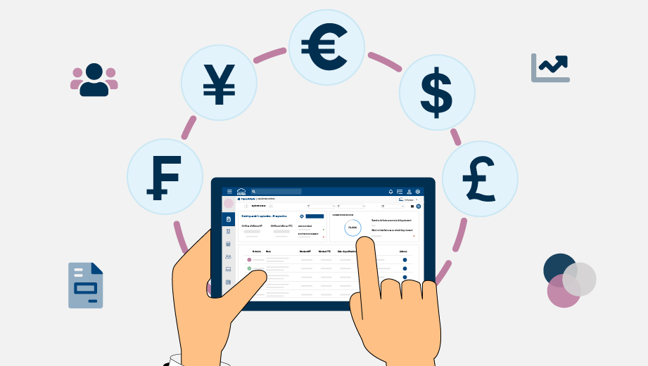 Illustration de la facturation multidevises de Infomeo