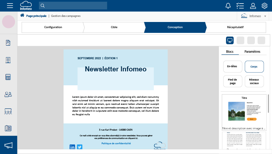 Éditeur de campagnes email de Infomeo